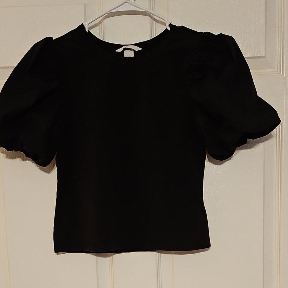 H&M Black Puff Sleeve Blouse
